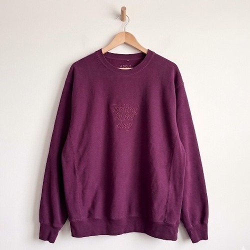Adele Rolling In The Deep Embroidered Crewneck Sweatshirt Burgundy Xl Merch